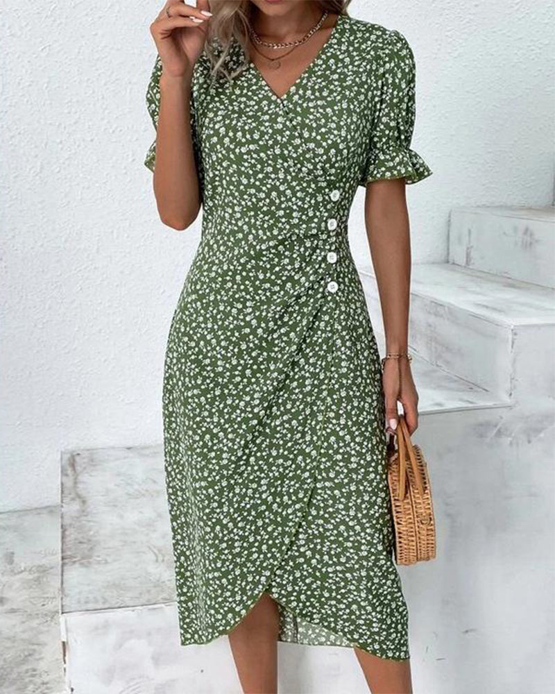 Odette - robe d'été à motif floral et manches courtes