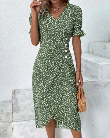 Odette - robe d'été à motif floral et manches courtes