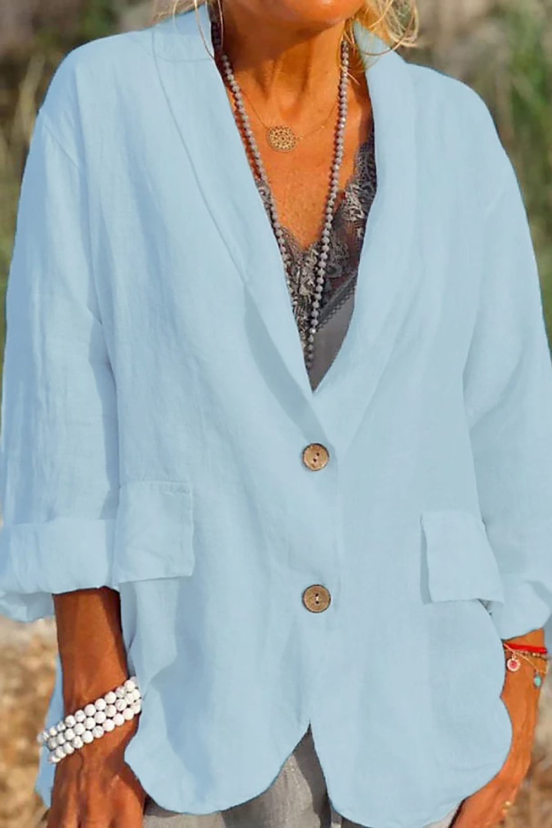 Jessica - Veste en lin aérée avec fermeture à boutons