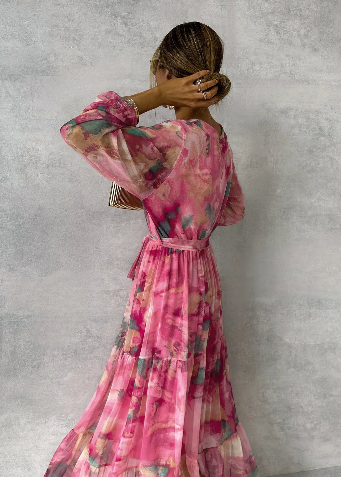 Alora - Robe Portefeuille Féminine Fleurs Maxi Femme