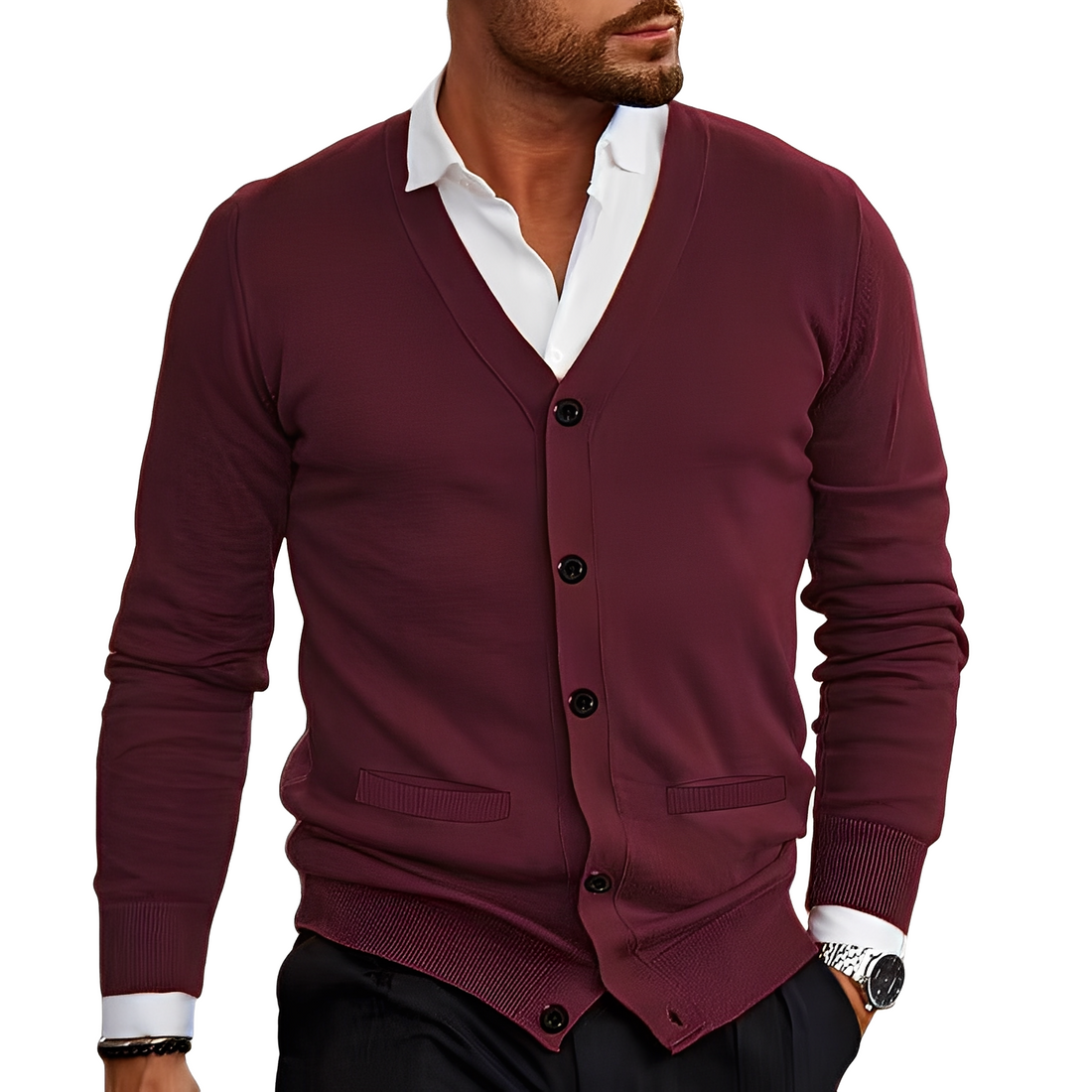 Holden - Cardigan en coton décontracté avec boutons pour hommes