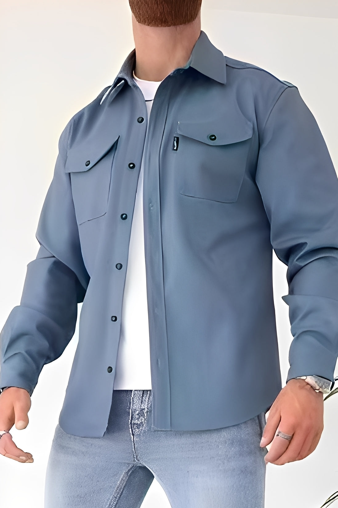 David - Chemise décontractée avec poches pour hommes