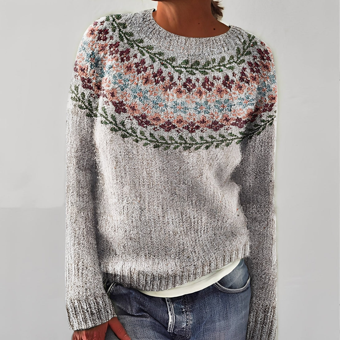 Heather - Pull en tricot classique avec motif pour femmes