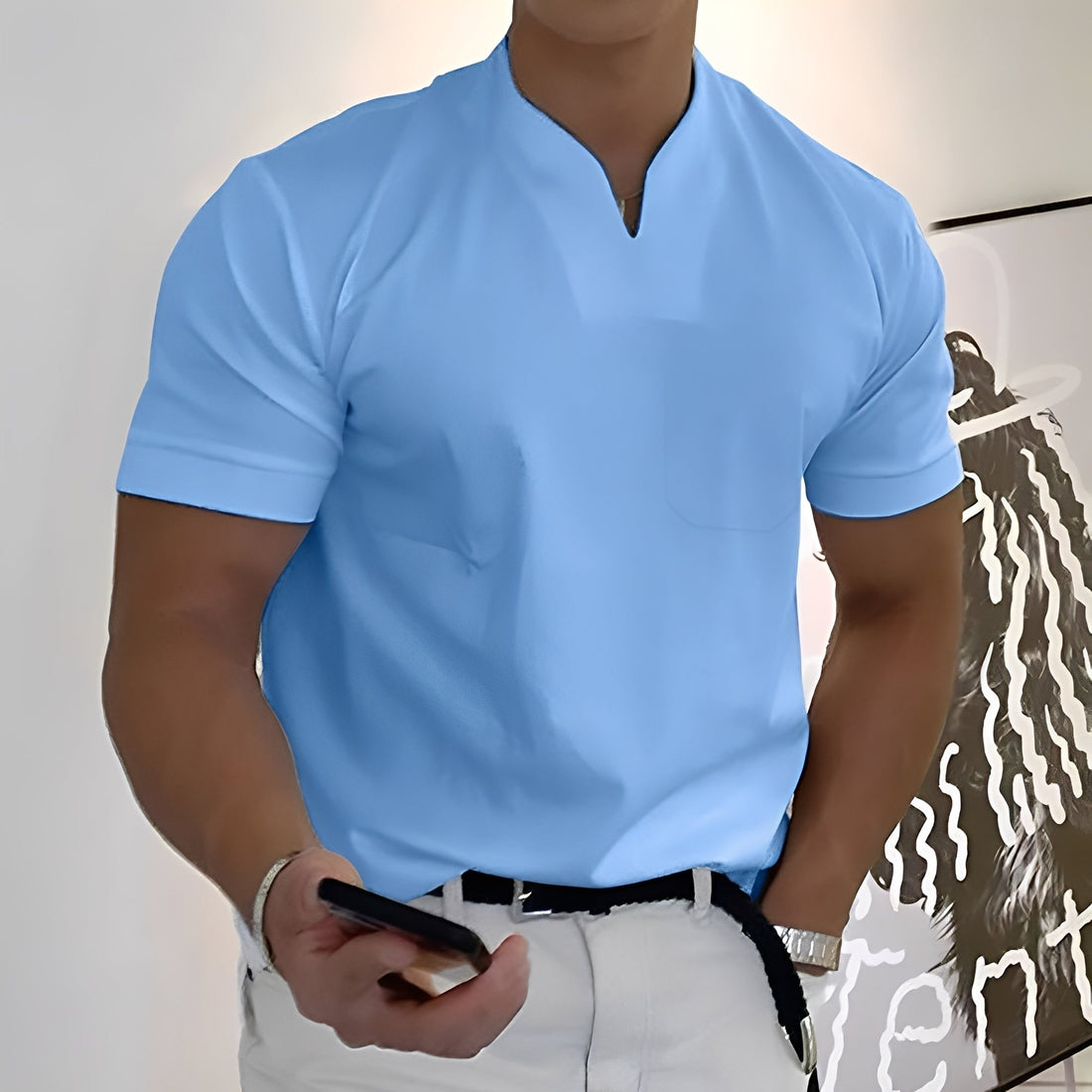 Dylan - Chemise d'affaires ajustée à manches courtes pour hommes