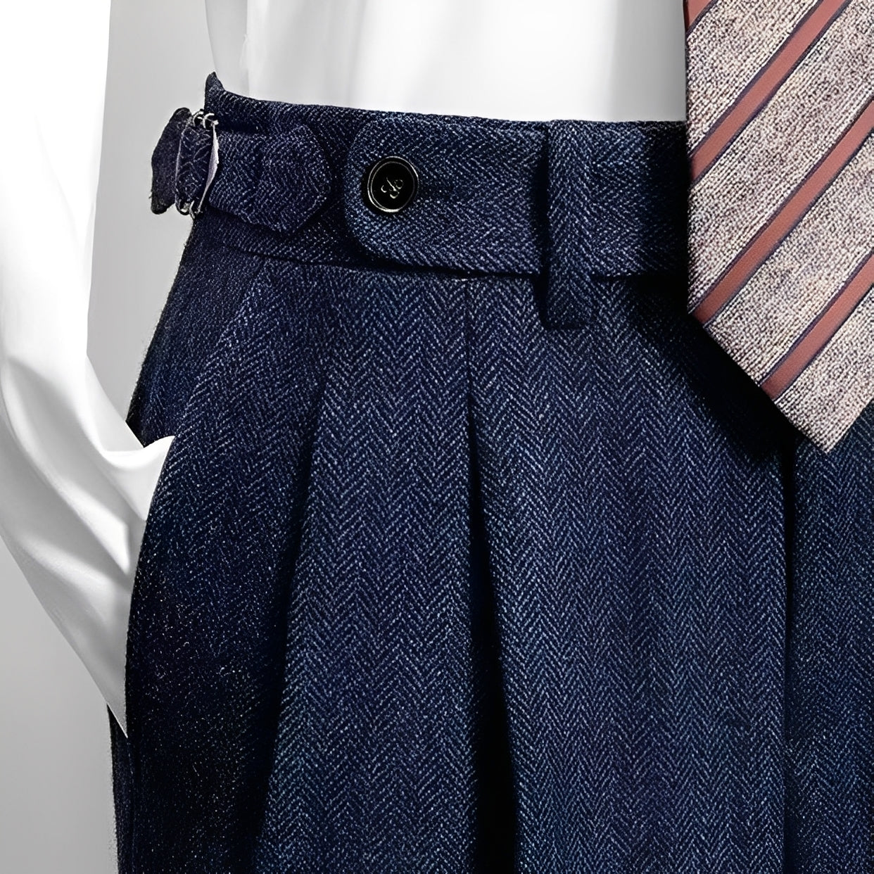 Osbert - Pantalon en laine tweed décontracté pour hommes