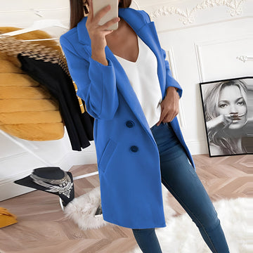 Chantal - Élégant long manteau en laine pour femmes