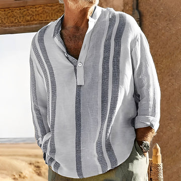 Jerome - Chemise en lin rayée vintage pour hommes