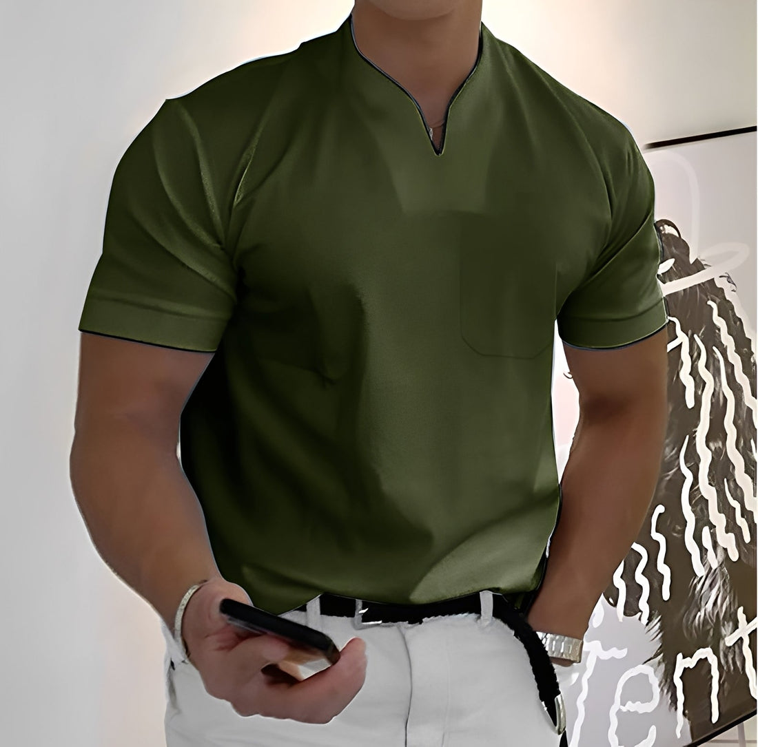 Davin - Chemise ajustée à col en V pour hommes