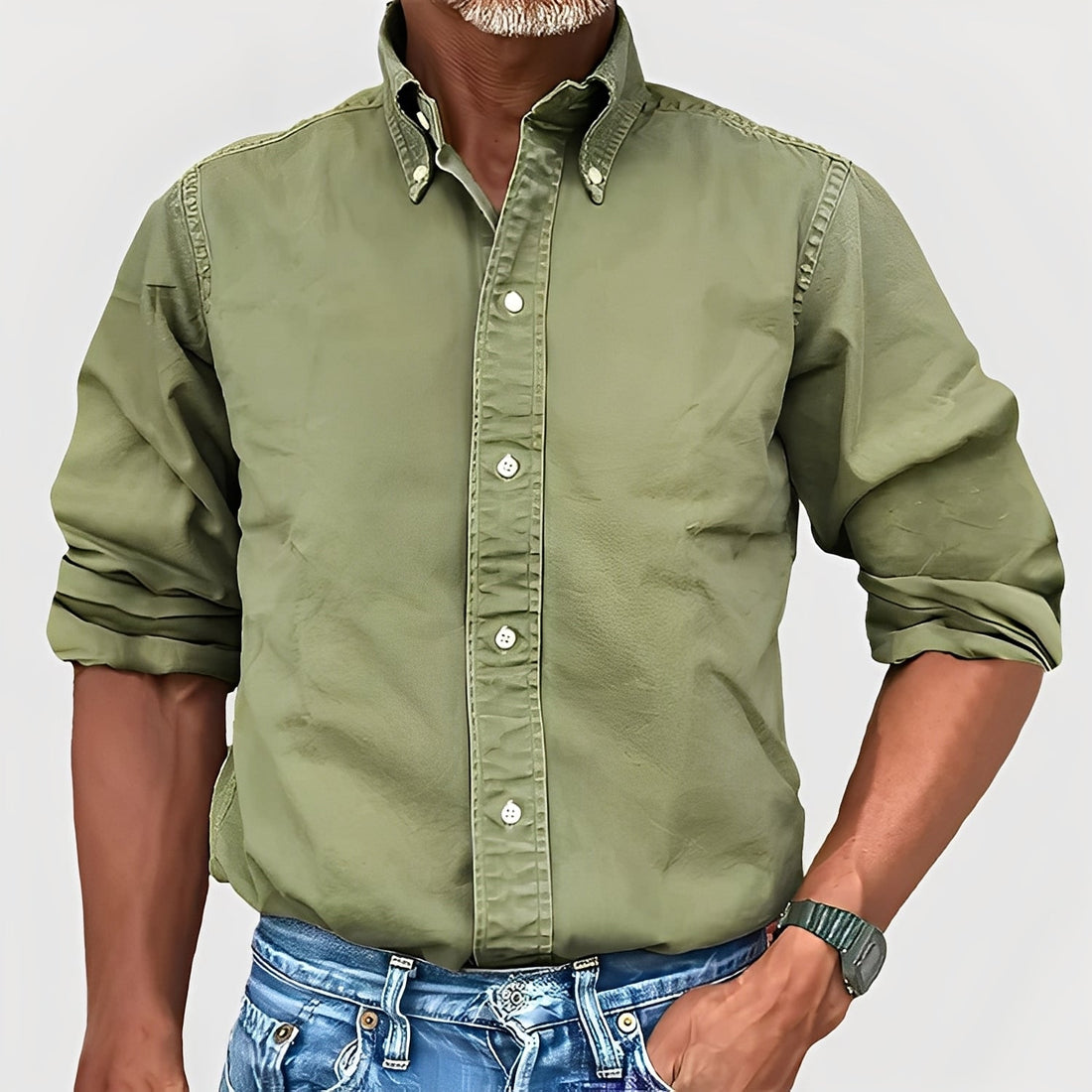 Ronald - Chemise à manches longues à revers rétro pour hommes