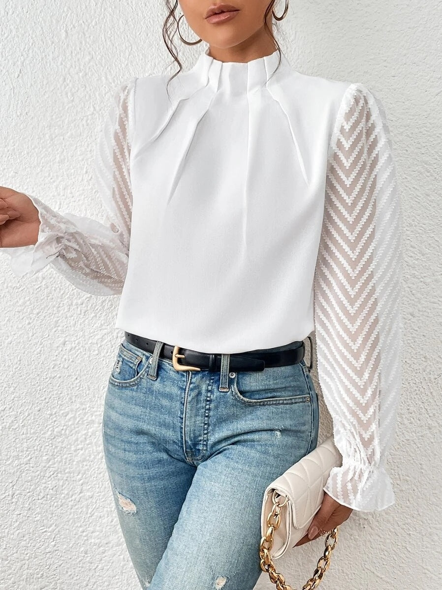 Cassandra - Haut en chiffon à manches longues pour femmes