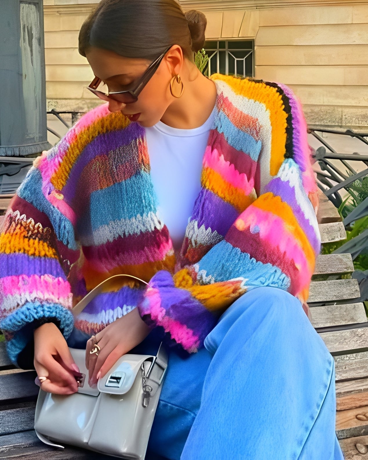 Marlee - Pull en tricot multicolore à rayures pour femmes