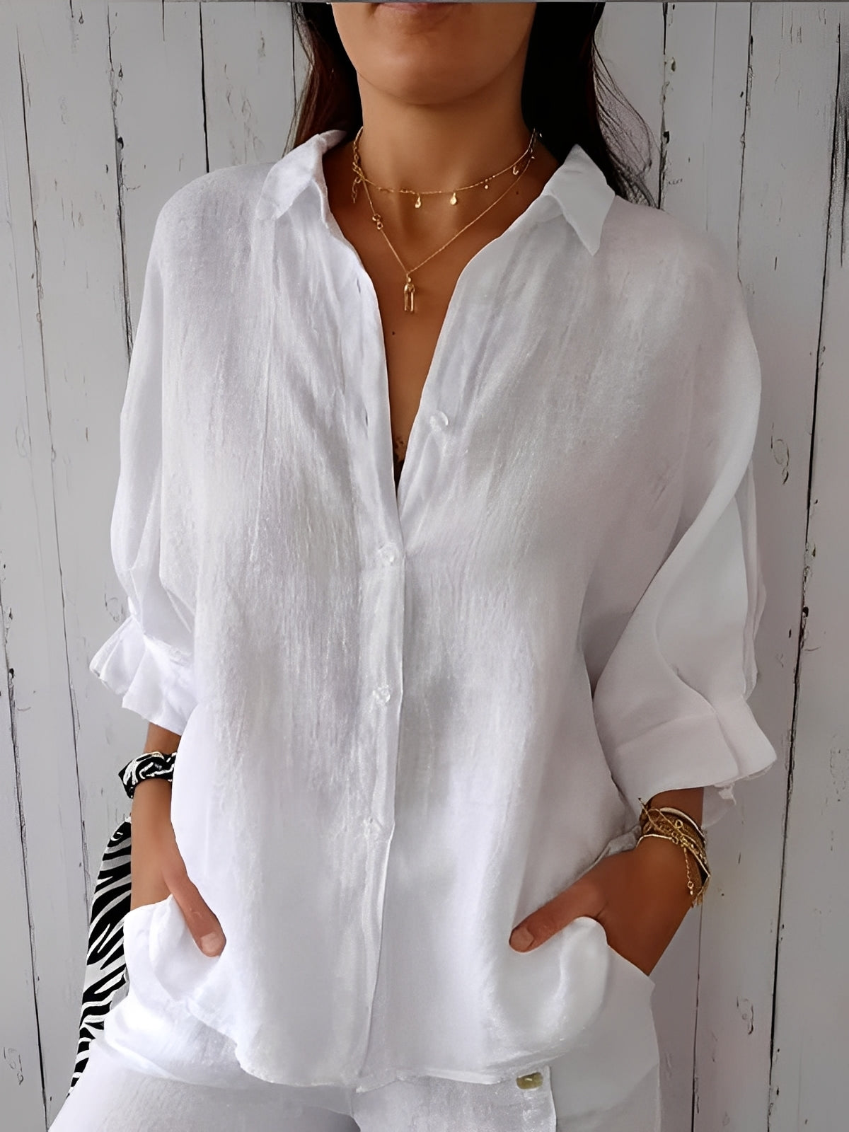 Griselda - Chemise ample en coton-lin pour femmes