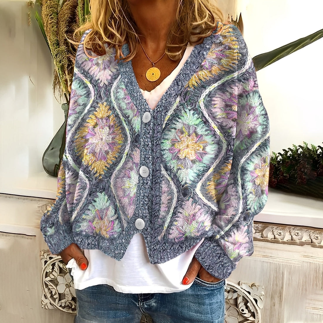 Nydia - Pull doux et décontracté avec impression pour femmes