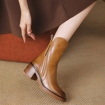 Pamella - Classiques bottes en cuir à la cheville pour femmes