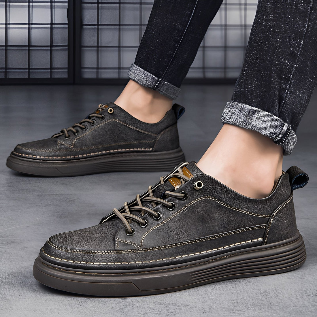 Damion - Classiques Baskets en Cuir pour Hommes