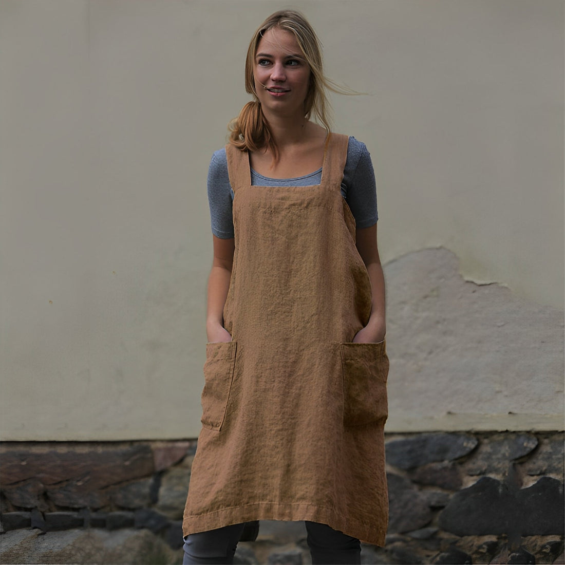 Mozelle - Robe tablier décontractée avec poches pour femmes