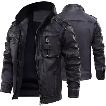 Kevin - Veste en cuir classique avec poches pour hommes