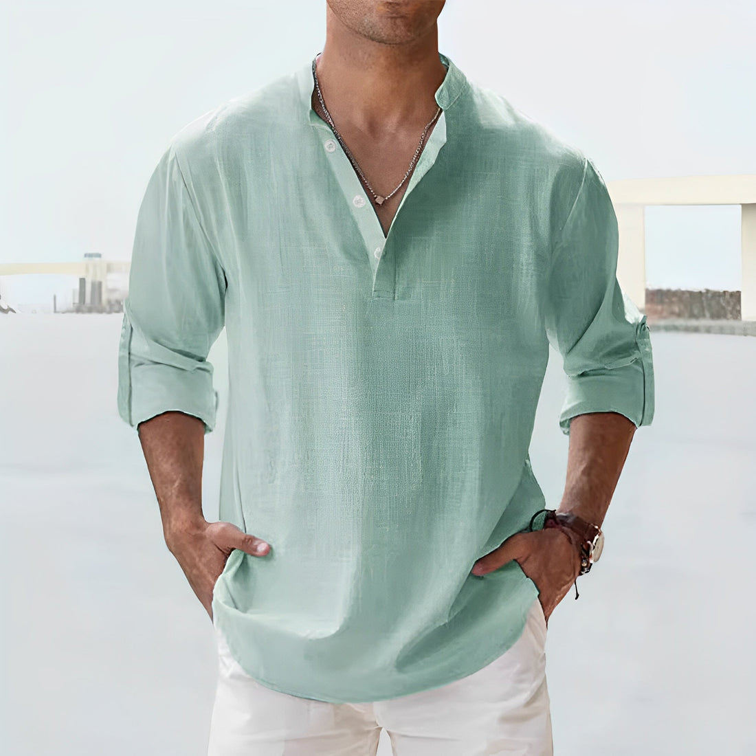 Brannon - Chemise d'été à manches longues pour hommes
