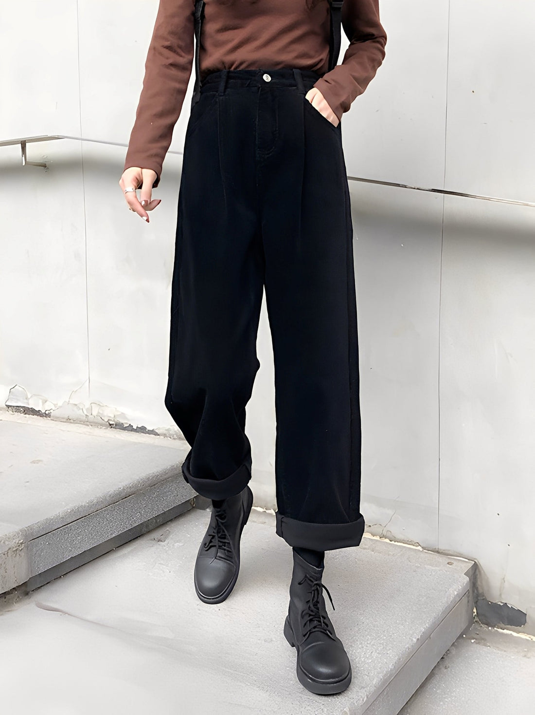 Shelbie - Pantalon classique en velours côtelé à jambes larges pour femmes