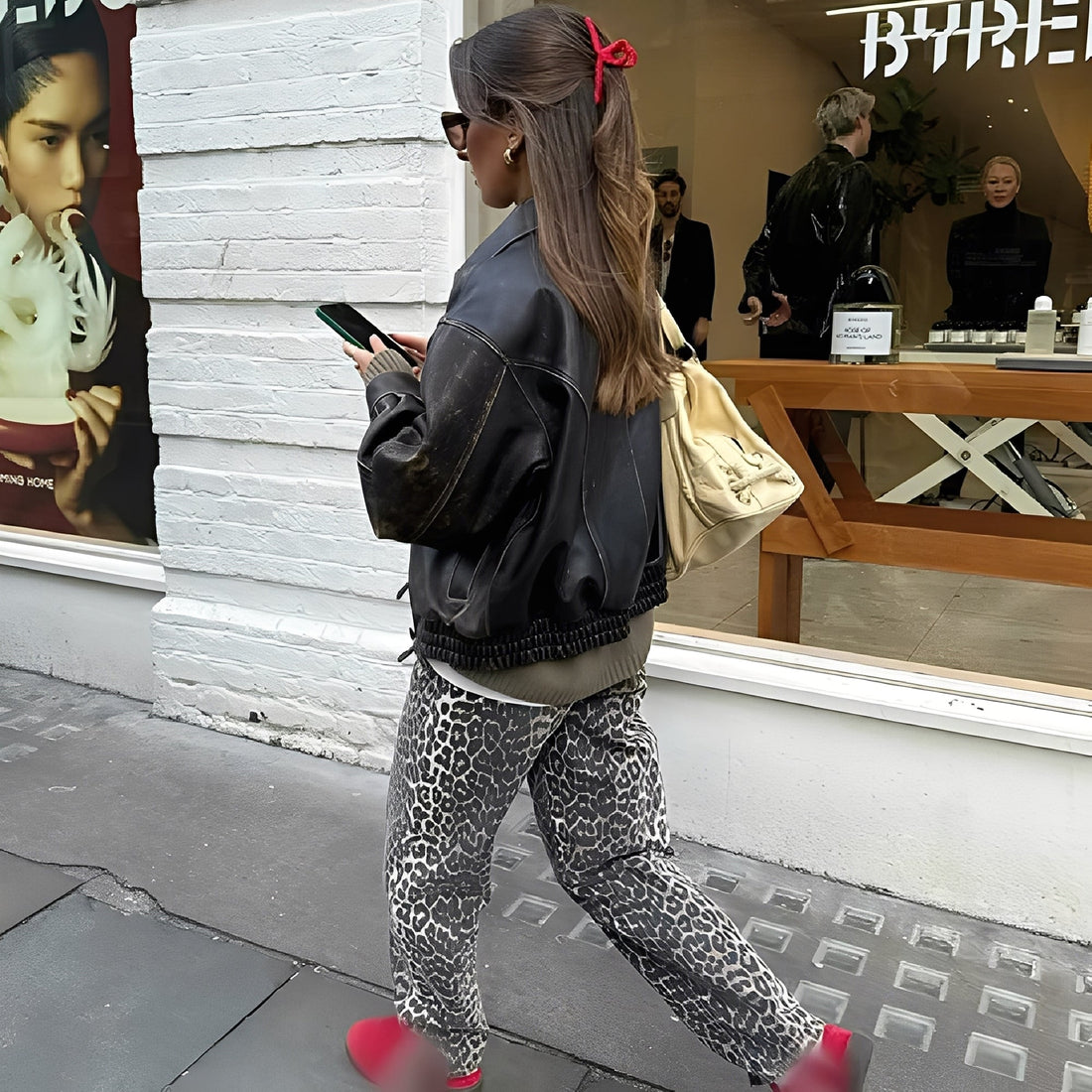 Rowanne - Pantalon classique à jambes larges et imprimé pour femmes