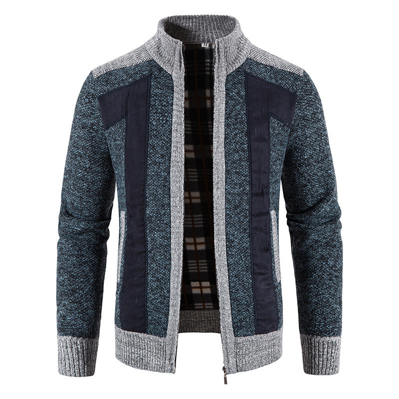 Domenic - Veste en peluche décontractée avec fermeture éclair pour hommes