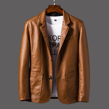 Jayceon - Veste en cuir moderne avec col à revers pour hommes