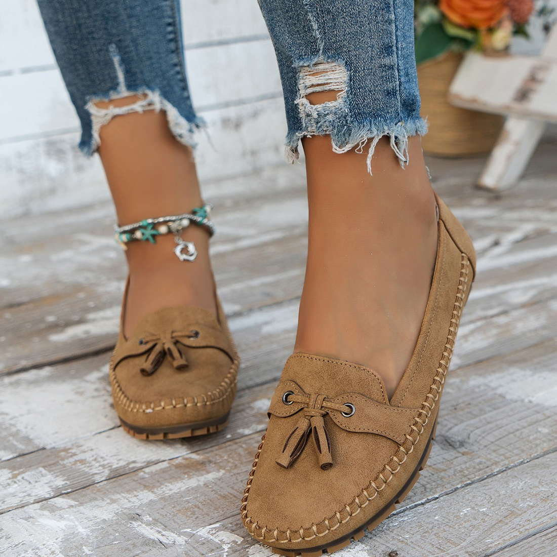 Emilee - Mocassins Plats Rétro pour Femmes