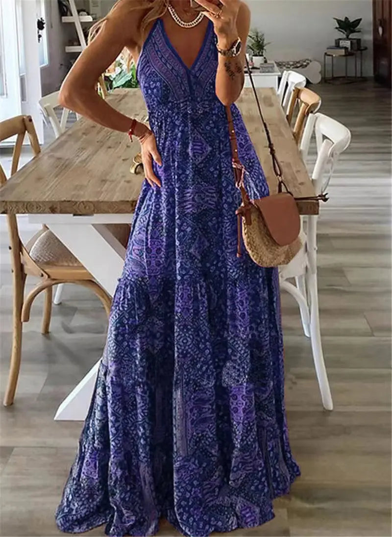 Kylie - Robe bohème pour femmes à taille haute et motif floral