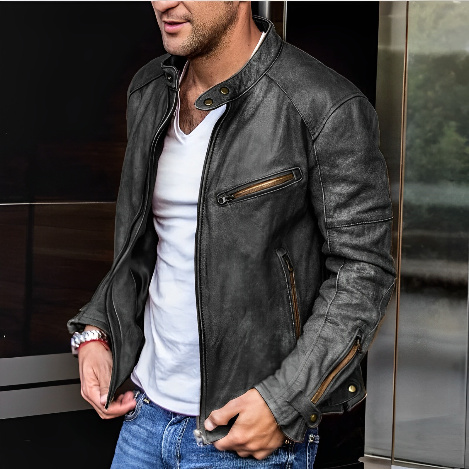 Dalton – Élégante Veste en Cuir Toutes Saisons