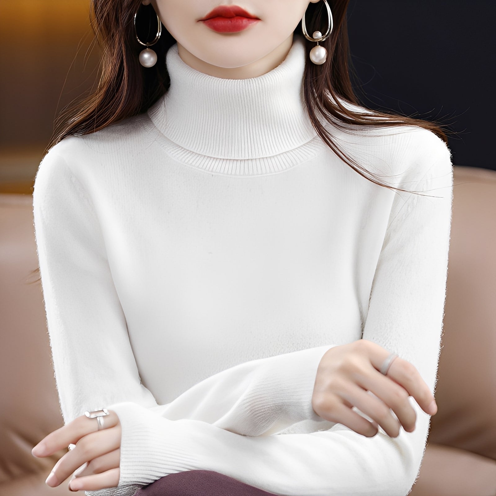 Jocelin - Pull col roulé mince pour femmes