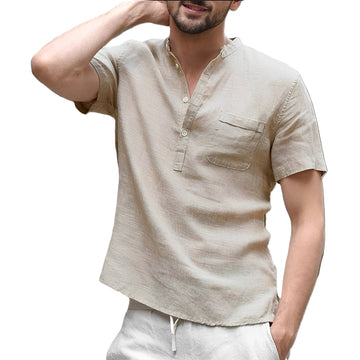 Alton - Chemise manches courtes en lin pour hommes