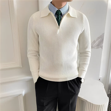 Justin - Pull en maille élégant avec fermeture éclair pour hommes
