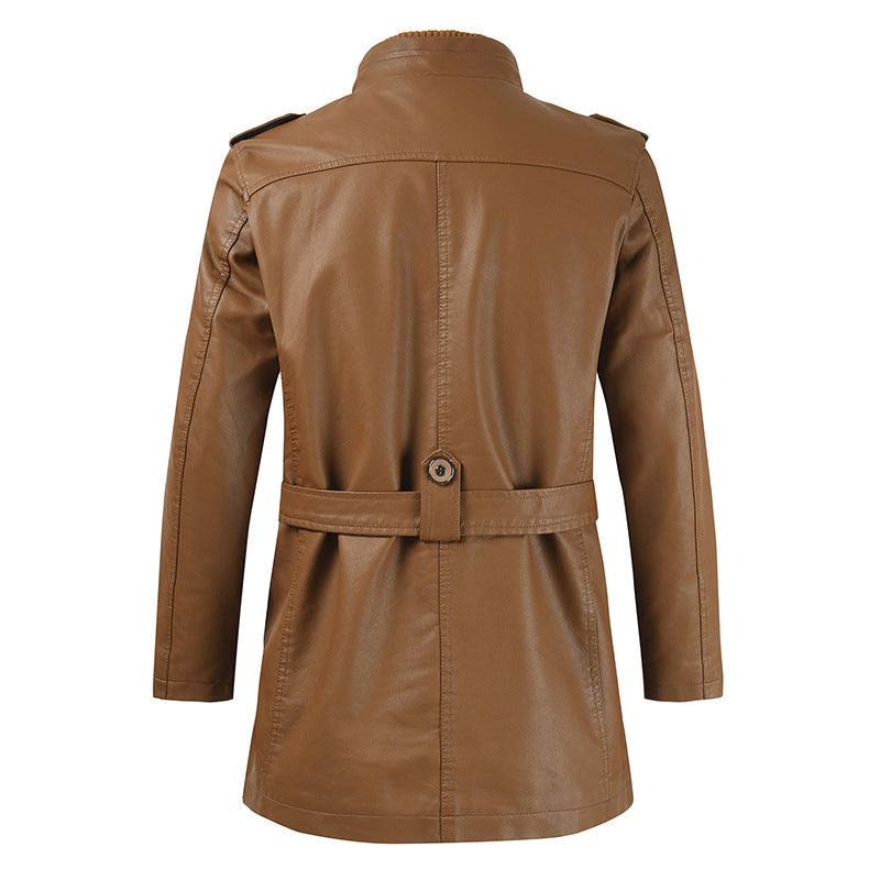 Garry - Long manteau en cuir velours pour hommes