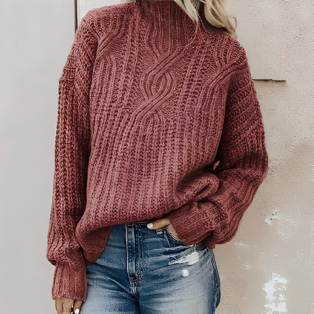 Colleen - Pull loose avec col montant pour femmes