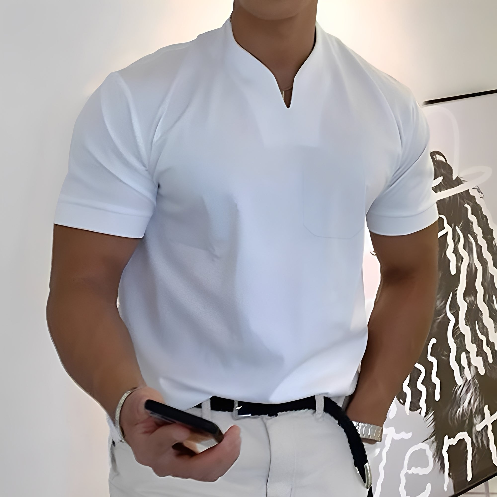 Dylan - Chemise d'affaires ajustée à manches courtes pour hommes