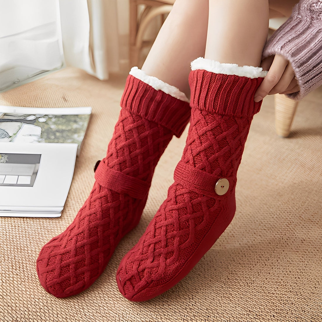 Lavina - Élégantes chaussettes en laine doublées de polaire pour femmes