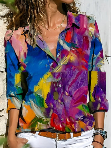 Santana - Chemise stylisée avec impression abstraite pour femmes