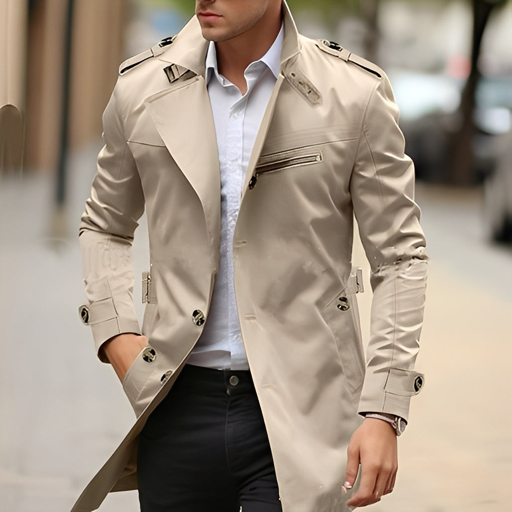 Derrick - Trench-coat élégant avec col à revers pour hommes