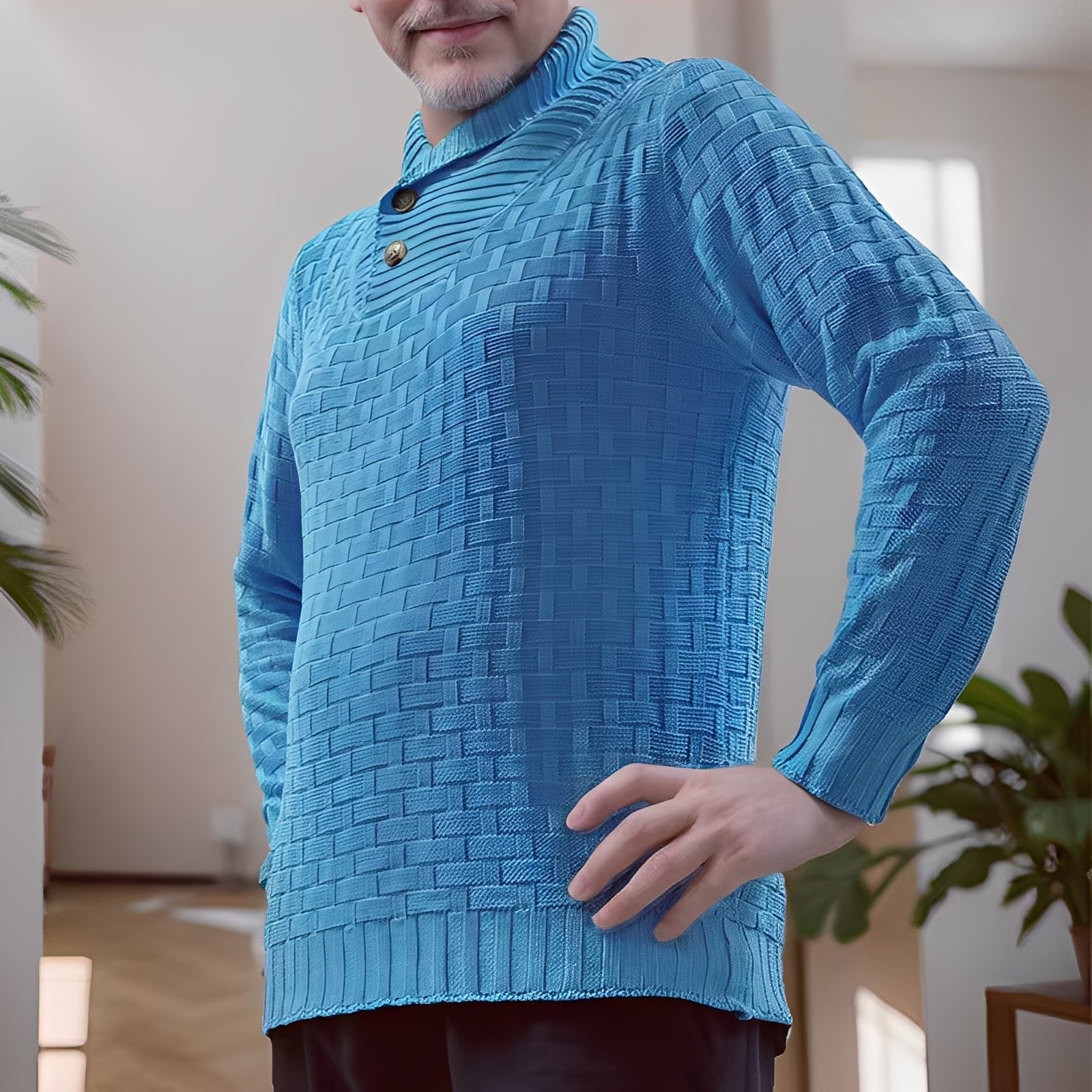 Branson - Pull en maille décontracté à col haut pour hommes