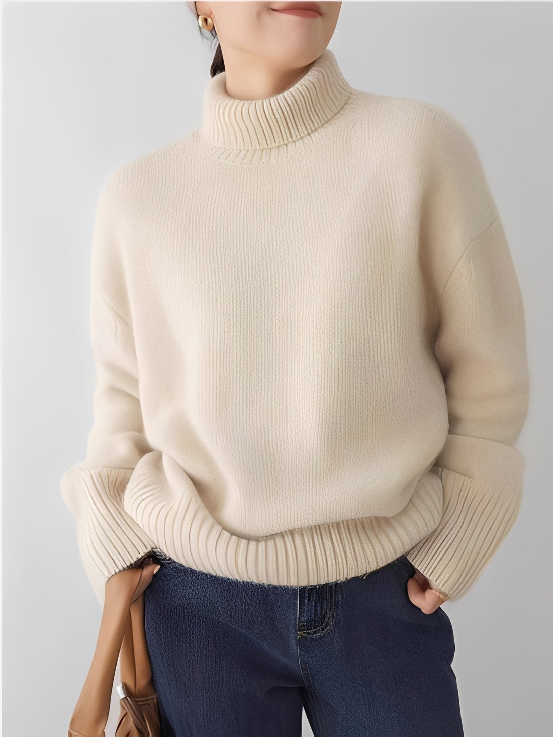 Adrienne - Pull col roulé en cachemire, style élégant et ample
