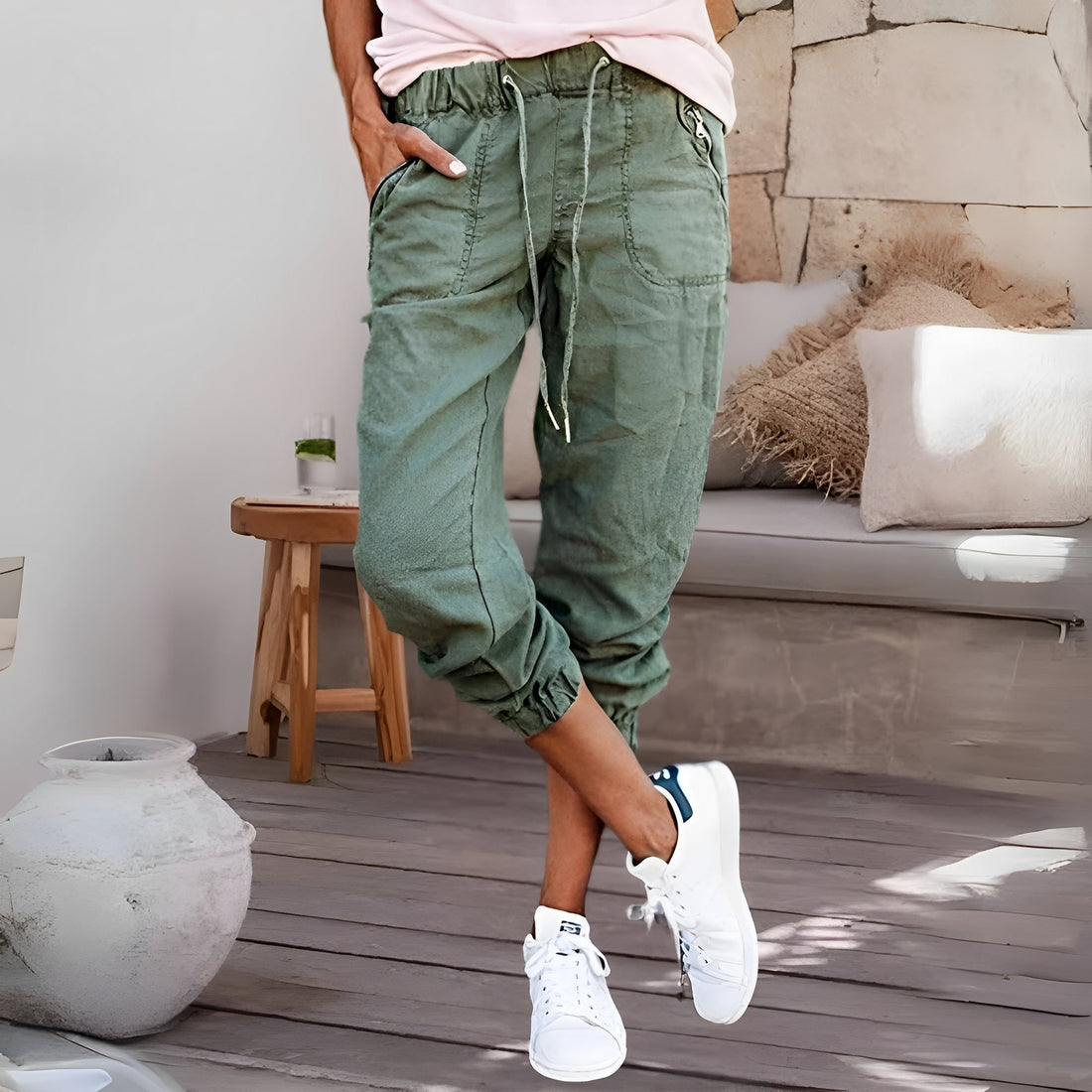 Evalyn - Pantalon cargo élastique et stylisé pour femmes