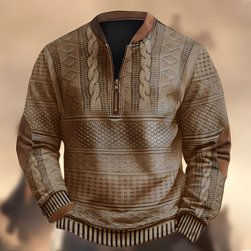 Edmund - Pull imprimé décontracté avec fermeture éclair pour hommes