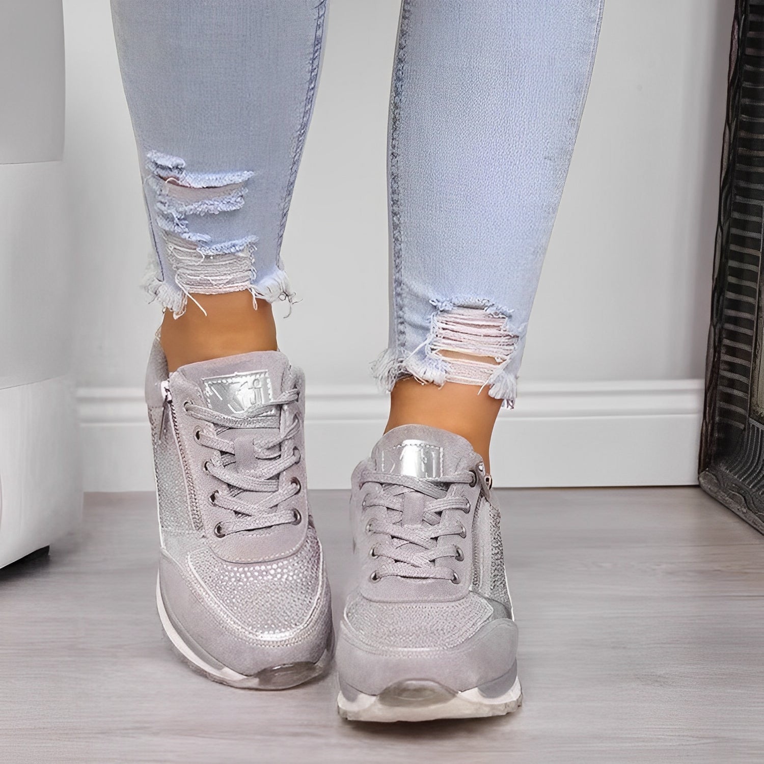 Luna - Baskets décontractées avec fermeture éclair latérale pour femmes