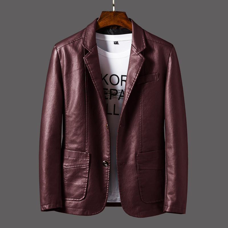 Jayceon - Veste en cuir moderne avec col à revers pour hommes
