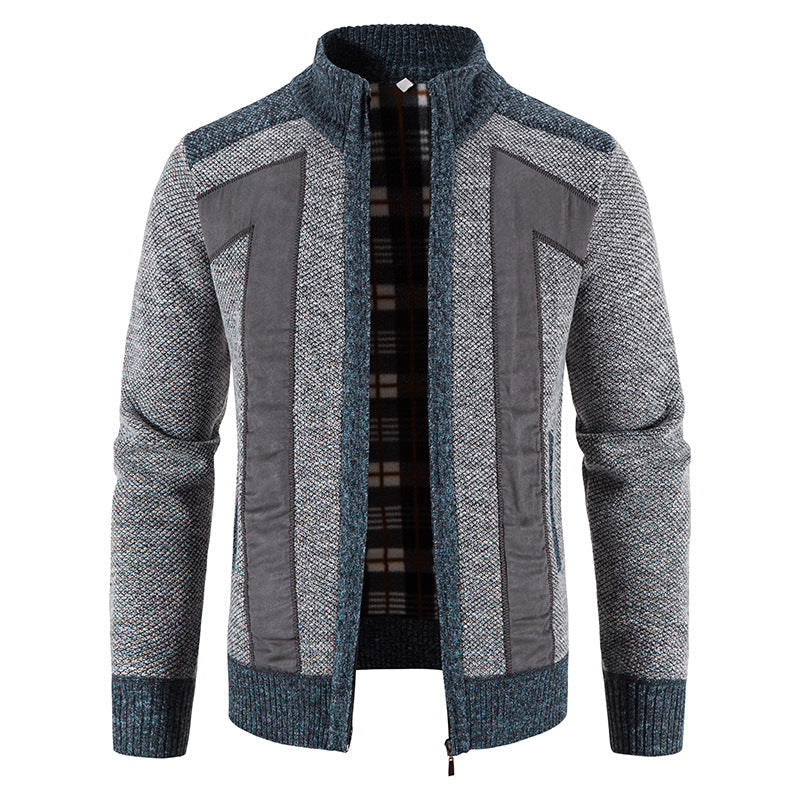 Domenic - Veste en peluche décontractée avec fermeture éclair pour hommes