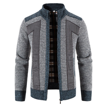 Domenic - Veste en peluche décontractée avec fermeture éclair pour hommes