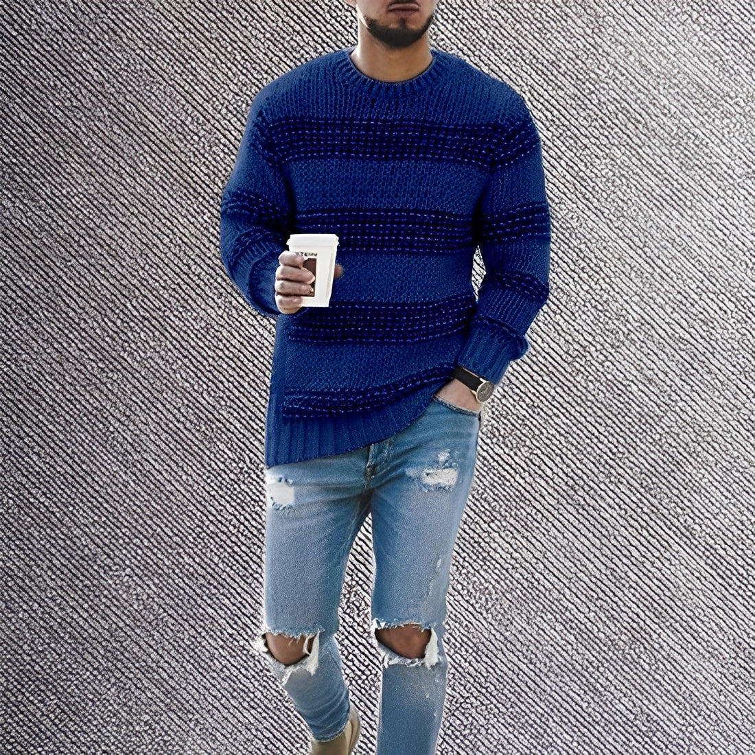 Richard - Pull en maille rayé chaud pour hommes