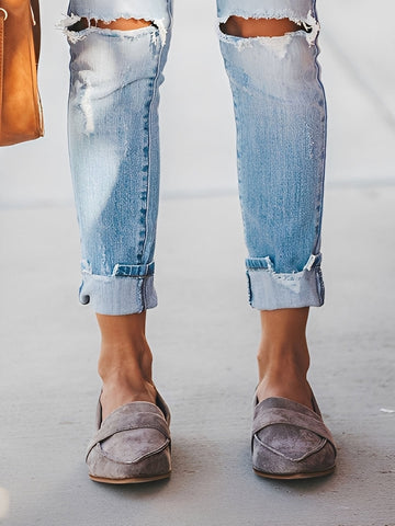 Christal - Élégants mocassins en daim à bout pointu pour femmes