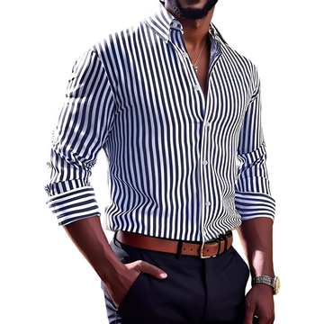 Brycen - Chemise rayée à manches longues et stylisée pour hommes