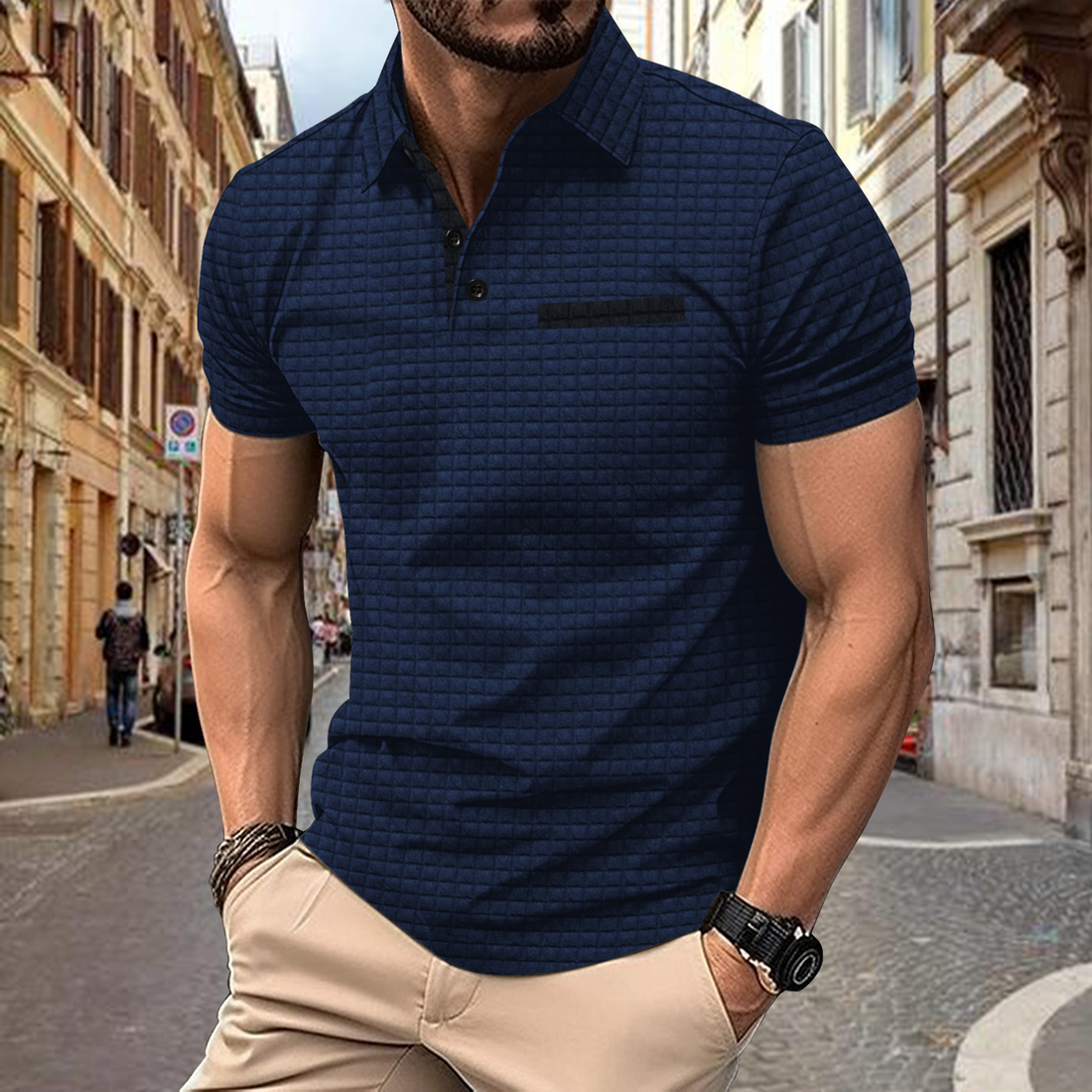Jamison - Polo ajusté slim à carreaux pour hommes